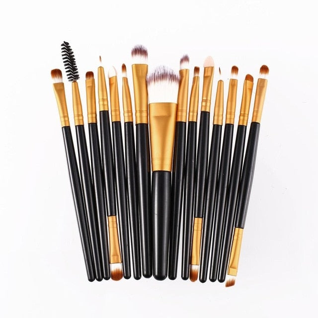 15pcs/set Make
 bushing
es Sets Kit Eyelash Lip Foundation Powder Eye Shadow Brow Eyeliner Cosmetic Make 
 bushing
 Beauty instrument