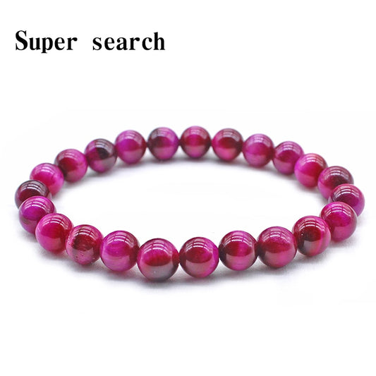 4/6/8/10/12mm Gorgeous Rose red Tiger Eye Bracelets for Men Women Natural Tiger Eye Stone Beads Bracelet Buddha Bracelets Unisex