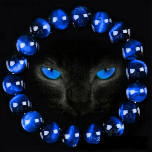 Men Women Natural Blue Tiger Eye Beads Bracelets Round Beads Elasticity Rope Charm Bracelet 6 8 10 12 14 16mm