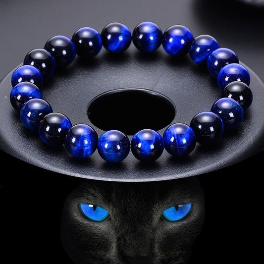 Men Women Natural Blue Tiger Eye Beads Bracelets Round Beads Elasticity Rope Charm Bracelet 6 8 10 12 14 16mm