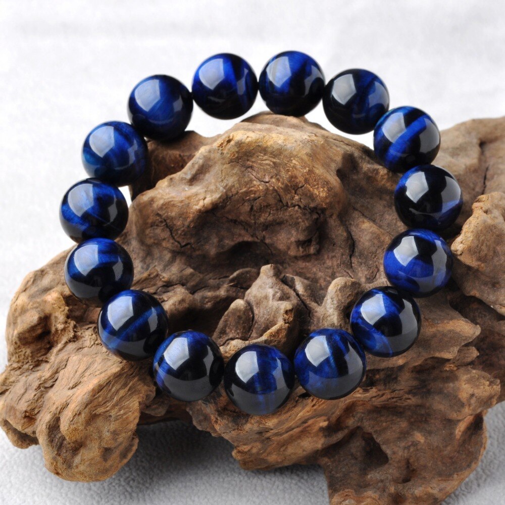 Men Women Natural Blue Tiger Eye Beads Bracelets Round Beads Elasticity Rope Charm Bracelet 6 8 10 12 14 16mm