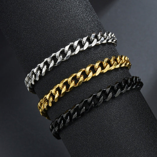Men's Bracelet Homme Stainless Steel Cuban Link Chains Bracelets For Men Women Chain On Hand 3/5/7MM Jewelry Gift