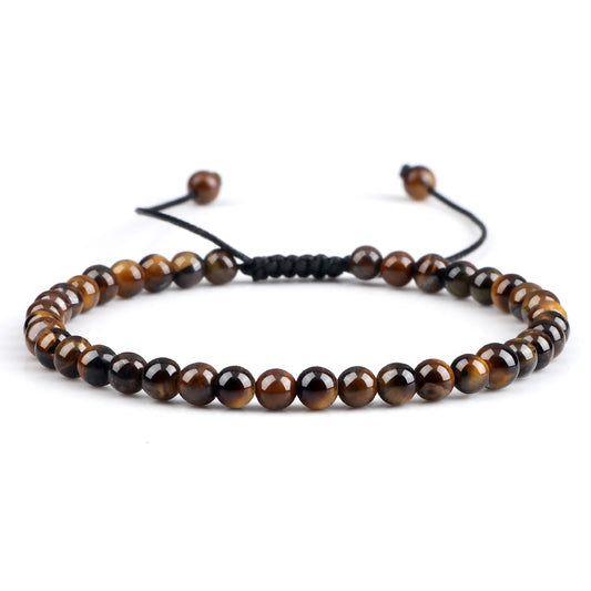 Natural Tiger Eye Bracelet Handmade Mini 4mm Beads Bracelets Braided Bangles for Women Men Energy Health Protection Jewelry Gift