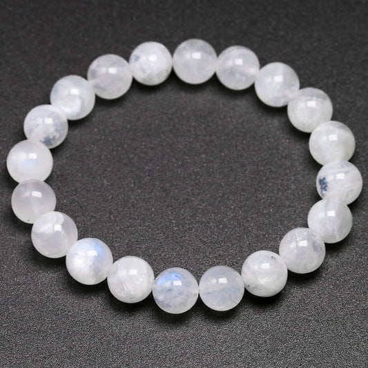 Natural rainbow Moonstone Women Bracelets Bangles Blue light Bracelets For Men Round Energy Stone Beads Handmade Jewellery Gift