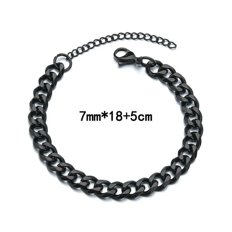 Men's Bracelet Homme Stainless Steel Cuban Link Chains Bracelets For Men Women Chain On Hand 3/5/7MM Jewelry Gift