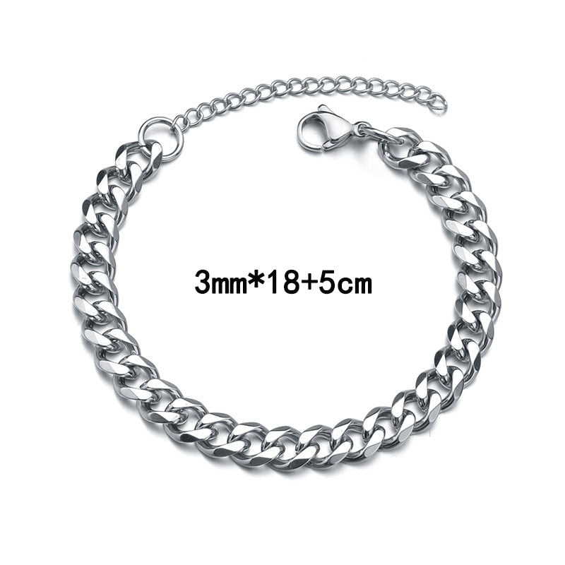 Men's Bracelet Homme Stainless Steel Cuban Link Chains Bracelets For Men Women Chain On Hand 3/5/7MM Jewelry Gift