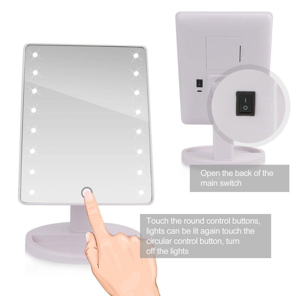 LED screen-touch
 Makeup Mirror master
 Vanity Mirror With 16 LED Lights wellness
 Beauty detachable Countertop 180 rotation